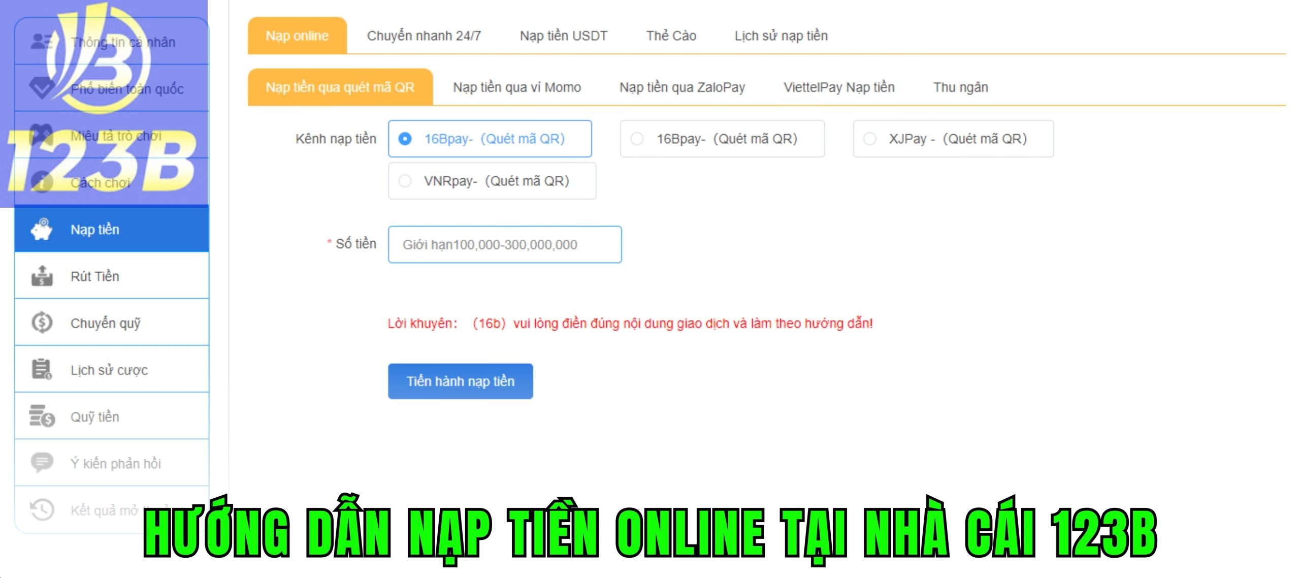 Hướng dẫn cách nạp tiền online